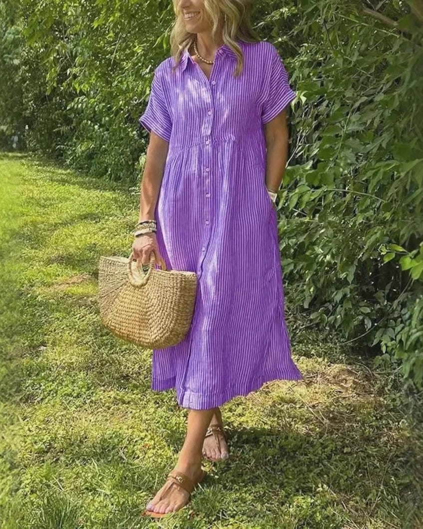 Selina | Midi Dress for Women with Coastal Stripes